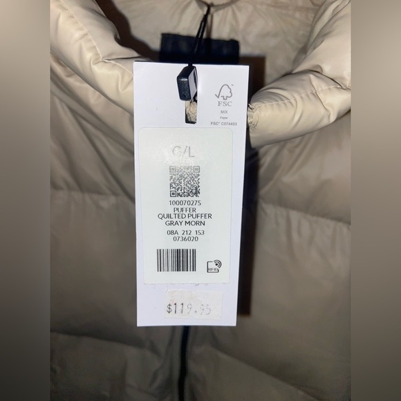Women’s Dynamite NWT Beige Grey Quilted puffer Jacket‎ size Large - Picture 5 of 13